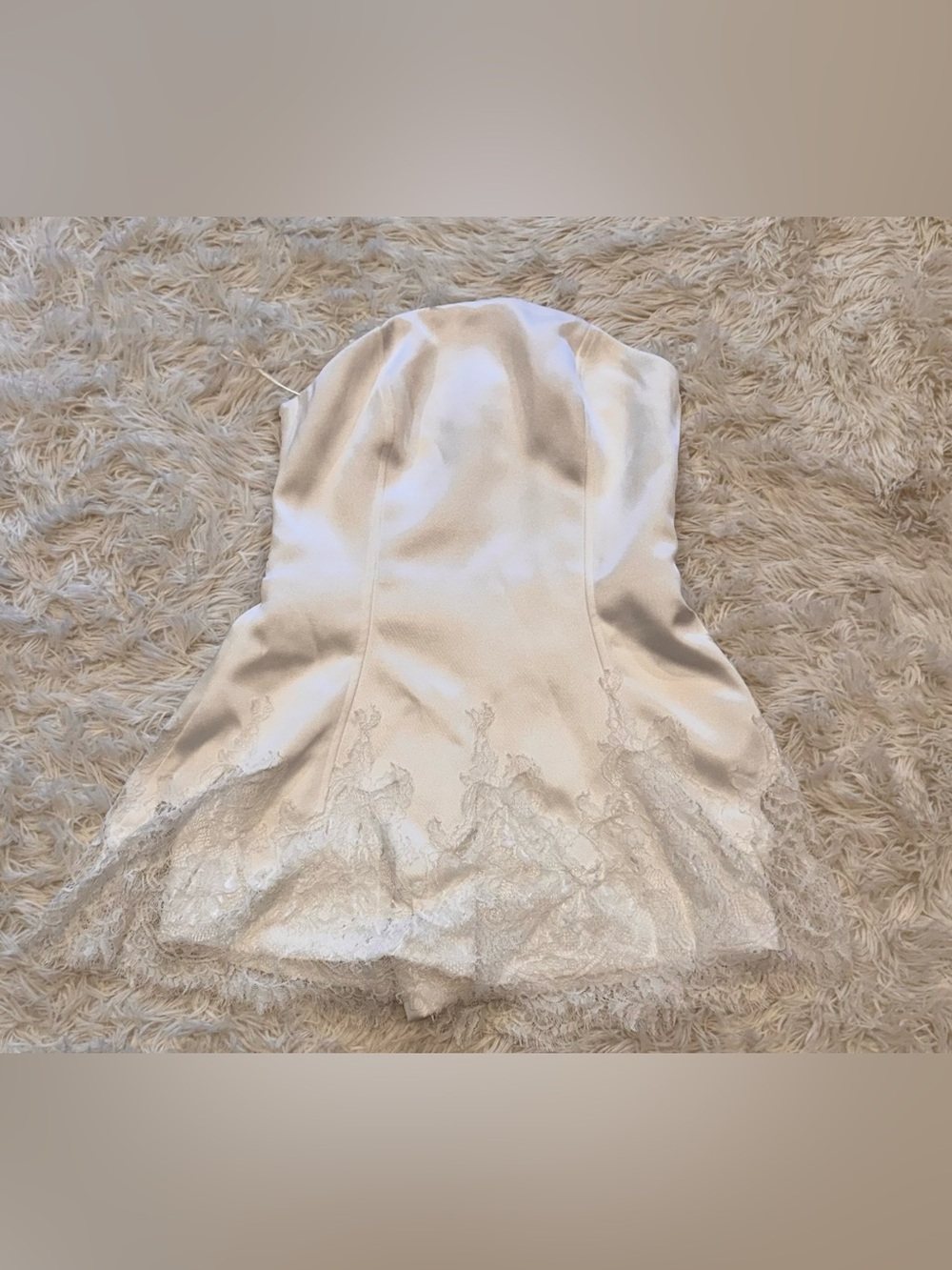 Amanda Uprichard White Strapless Mini Romper with Lace Trim - Picture 5 of 10